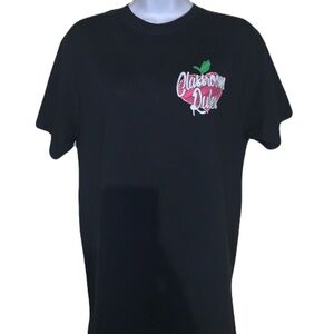 Classroom Rules Graphic Tee Black Pink Teacher Shirt Size M